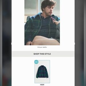 H & M Divided Letterman Varsity Plaid Navy Blue & Green Bomber Jacket Men’s S